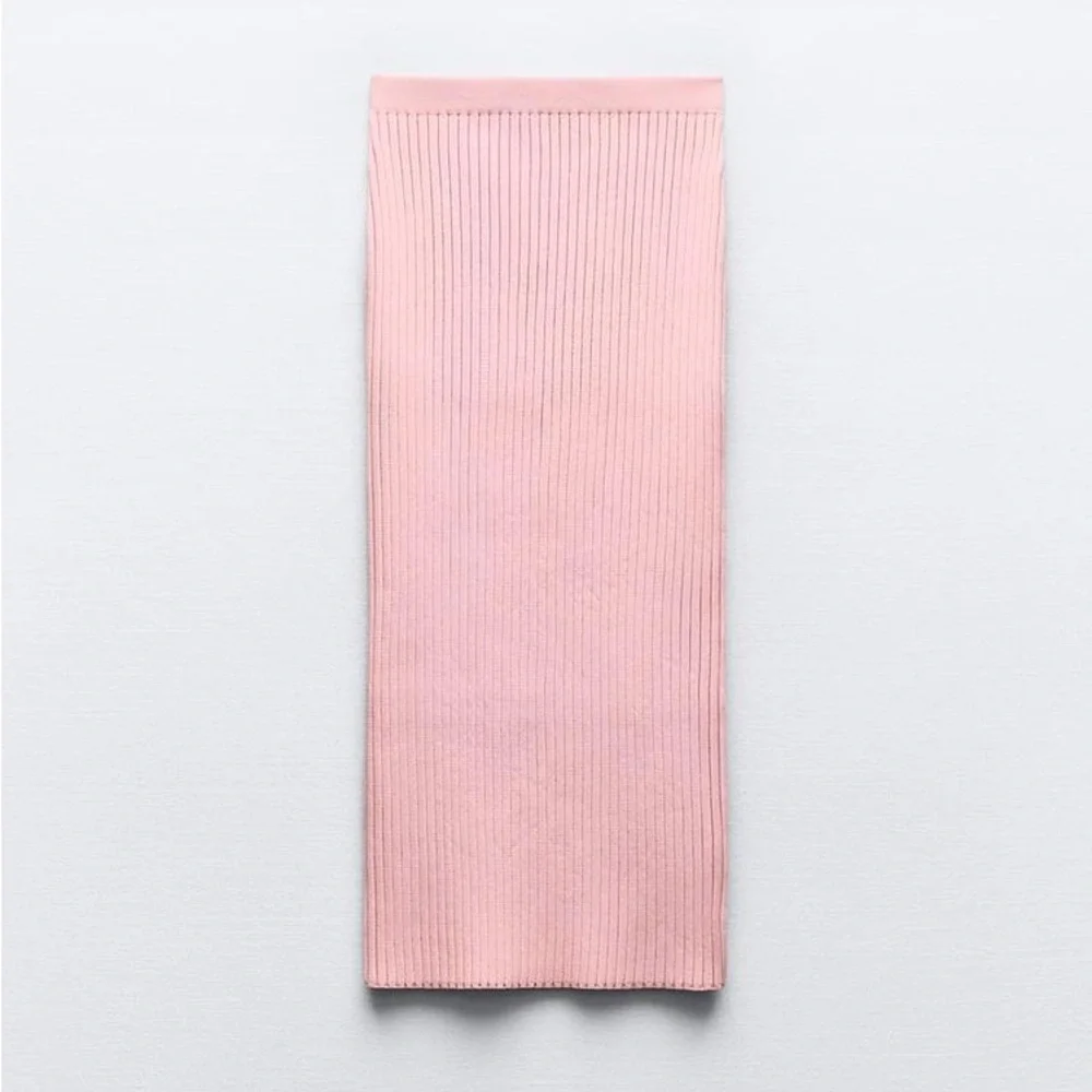 Zara Pink Ribbed Knit Two-Piece Skirt Set